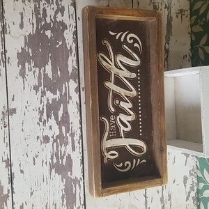 Faith Metal and Distressed Wood Sign.